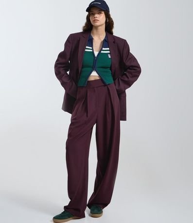 Pantalón Barrel en Sastrería con Cierre Deslocado y Pliegues 3