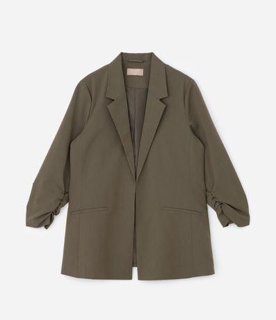 Blazer Alargado en Crepé con Manga Fruncida Curve & Plus Size 7