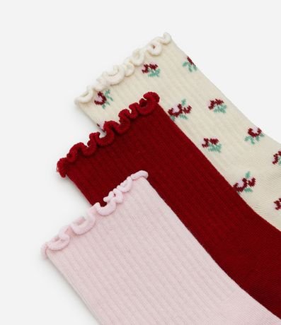 Kit 03 Medias Cano Mediano en Algodón con Puño en Picot 4