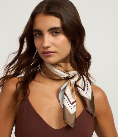 Pañuelo Satinado con Estampa Solar y Biés Contrastantes