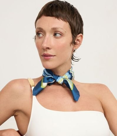 Pañuelo Quadrado en Satén con Estampado de Rayas 4