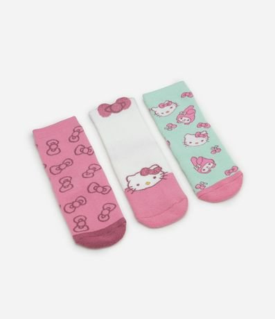 Kit 03 Medias Infantiles Atoalladas con Hello Kitty – Talle 19 a 34