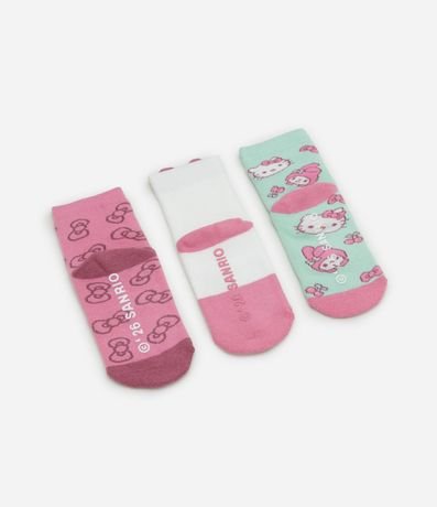Kit 03 Medias Infantiles Atoalladas con Hello Kitty – Talle 19 a 34 2
