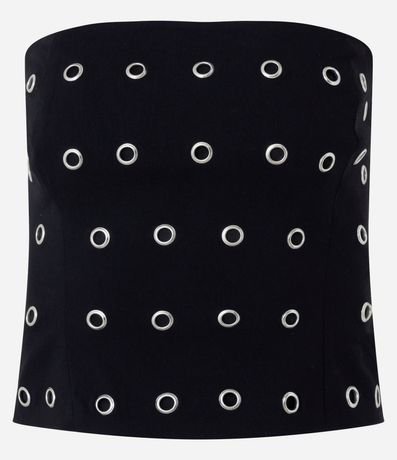 Blusa Sin Breteles con Aplicación de Ojale Metálicos 4