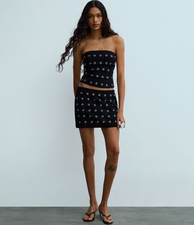 Blusa Sin Breteles con Aplicación de Ojale Metálicos 2