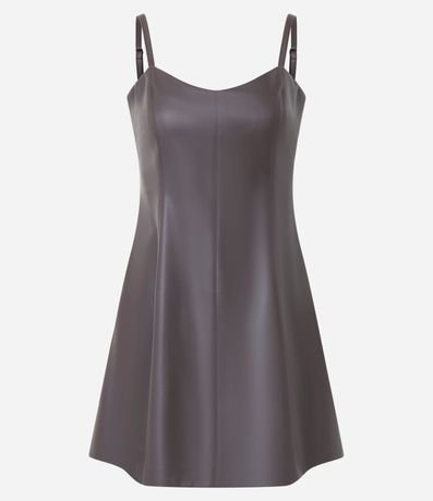 Vestido Skater Corto en PU con Breteles Finos 5