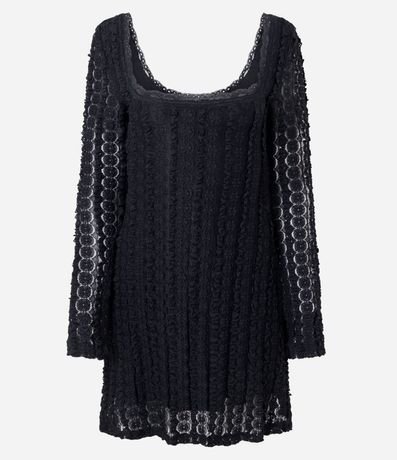 Vestido Manga Larga en Encaje Texturizado 5
