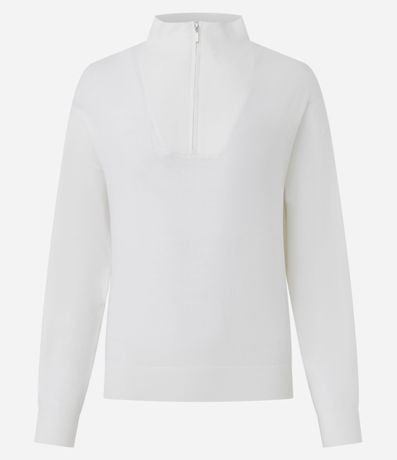 Suéter Básico en Punto con Cremallera en el Cuello