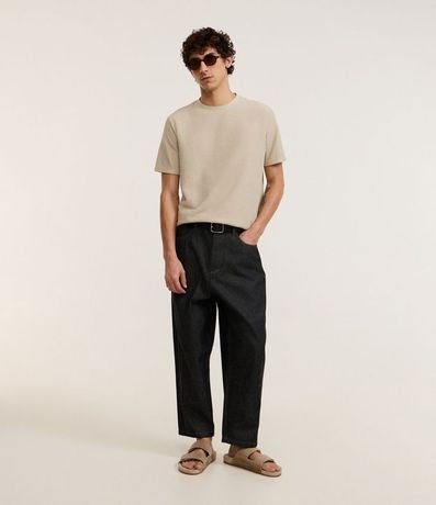 Remera en Algodón Acanalada con Cuello Redondo 2