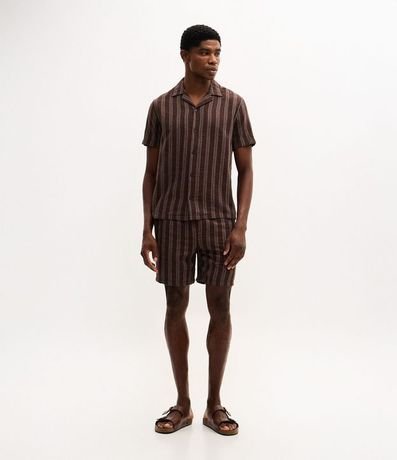 Camisa Manga Corta Jacquard con Raya y Textura 2