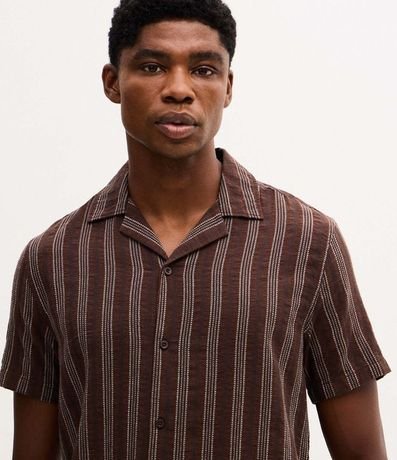 Camisa Manga Corta Jacquard con Raya y Textura 4