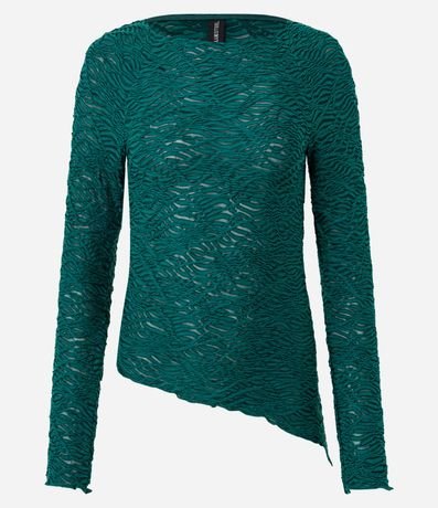 Blusa Manga Larga Texturizado con Ruedo Asimétrico 5