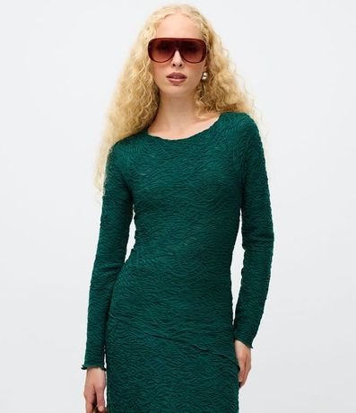 Blusa Manga Larga Texturizado con Ruedo Asimétrico 3