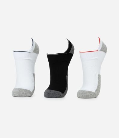 Kit 03 Pares de Medias Caña Corta en Poliamida con Detalles Contrastantes