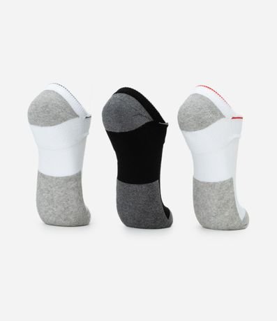Kit 03 Pares de Medias Caña Corta en Poliamida con Detalles Contrastantes 3