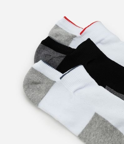 Kit 03 Pares de Medias Caña Corta en Poliamida con Detalles Contrastantes 4