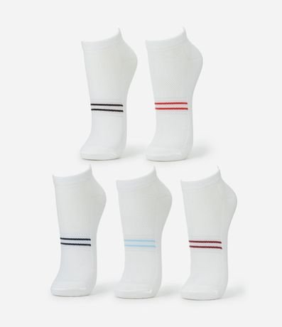 Kit 5 Medias Caña Corta Deportiva con Rayas Coloridas