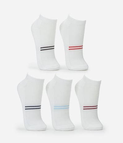 Kit 5 Medias Caña Corta Deportiva con Rayas Coloridas 2