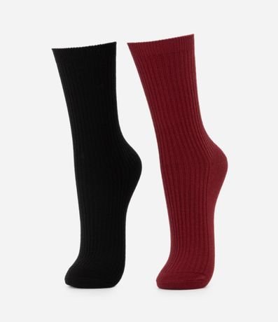 Kit 02 Medias Caña Larga Canelada