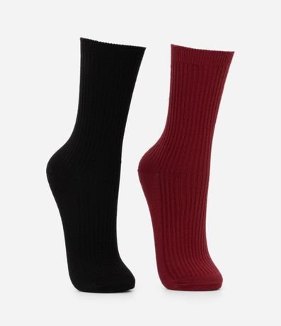 Kit 02 Medias Caña Larga Canelada 2