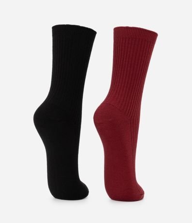 Kit 02 Medias Caña Larga Canelada 3