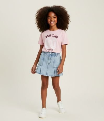 Remera Infantil Regular con Estampa College - Talle 5 a 16 años