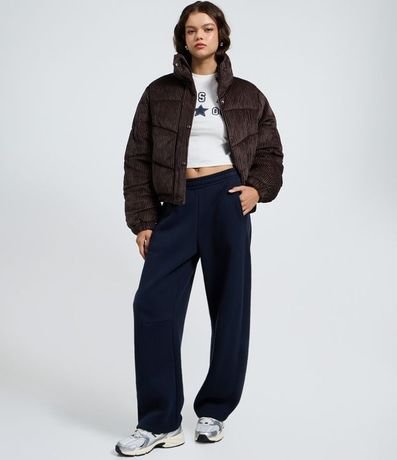 Jaqueat Puffer en Terciopelo Cotelê con Cuello Alto 2