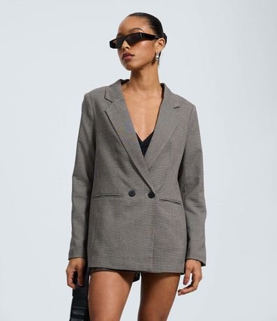 Blazer Sastre de Cuadros Regular con Botones Delanteros