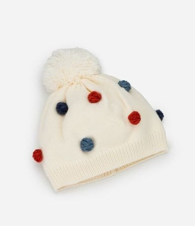 Gorro Infantil en Punto con Lunares Aplicadas - Talle 0 a 12 Meses