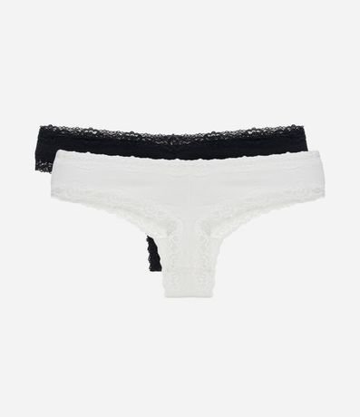 Kit 02 Bombachas Bikini en Algodón con Encaje Aplicado 2