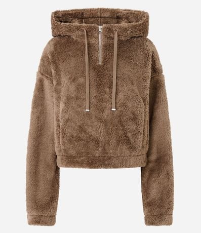 Buzo Sherpa con Capucha y Cremallera