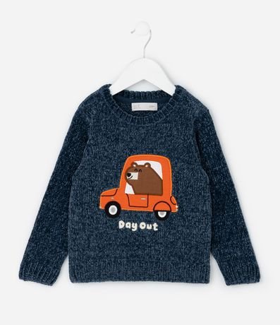 Suéter Infantil en Chenille con Oso de Carro – Talle 1 a 5/6 años 1
