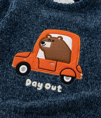 Suéter Infantil en Chenille con Oso de Carro – Talle 1 a 5/6 años 5