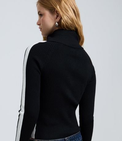 Blusa en Punto con Cremallera y Rayas Contrastantes en las Mangas 4