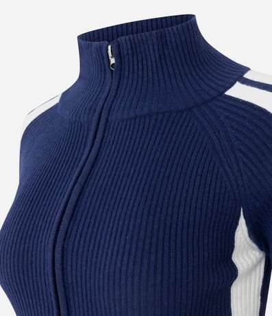 Blusa en Punto con Cremallera y Rayas Contrastantes en las Mangas 6