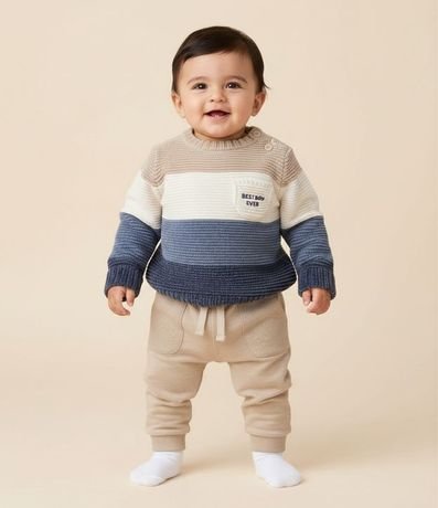 Saco Infantil en Punto Chenille con Bloques de Colores – Talle 0 a 18 Meses