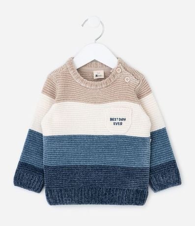 Saco Infantil en Punto Chenille con Bloques de Colores – Talle 0 a 18 Meses 2