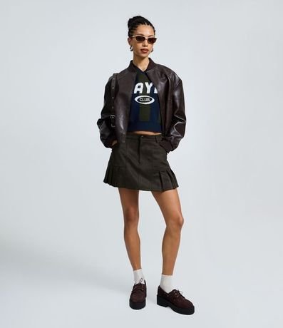 Short Pollera en Gamuza con Plegado en el Ruedo 1