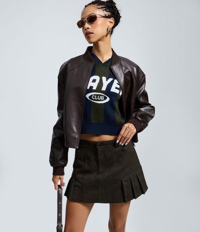 Short Pollera en Gamuza con Plegado en el Ruedo 2