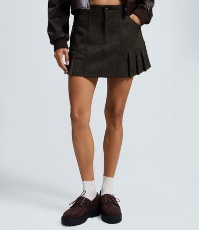 Short Pollera en Gamuza con Plegado en el Ruedo 3