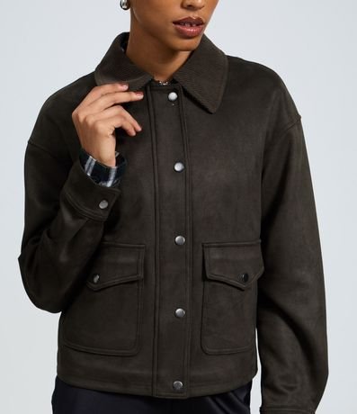 Campera Bomber en Gamuza con Bolsillos 3