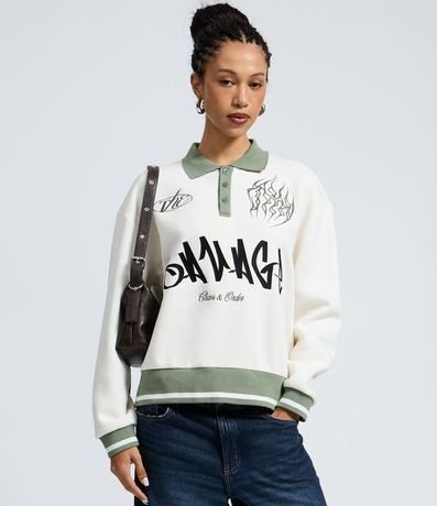 Buzo Algodón College con Lettering Savage y Cuello Polo 3