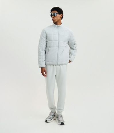 Campera Acolchonada Deportiva con Textura Cuadriculada y Cremallera Delantera 2