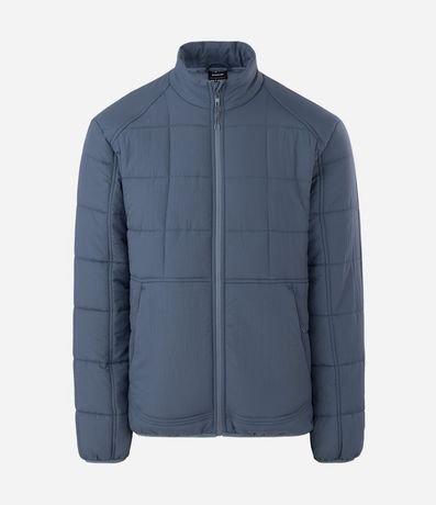 Campera Acolchonada Deportiva con Textura Cuadriculada y Cremallera Delantera 5