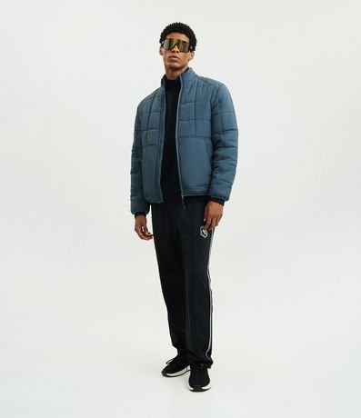 Campera Acolchonada Deportiva con Textura Cuadriculada y Cremallera Delantera 2