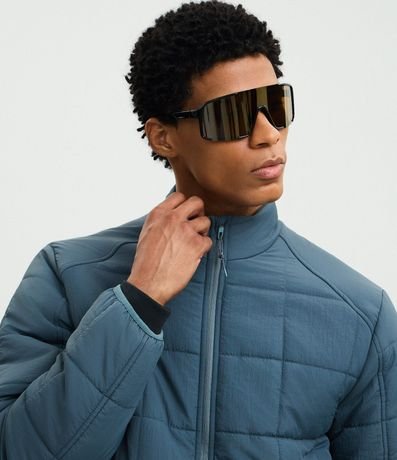 Campera Acolchonada Deportiva con Textura Cuadriculada y Cremallera Delantera 3