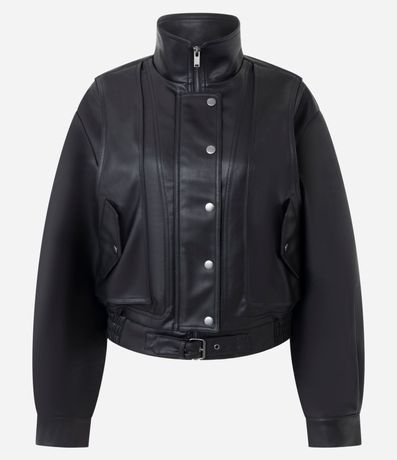 Campera Bomber en PU con Hombro Deslocado 6
