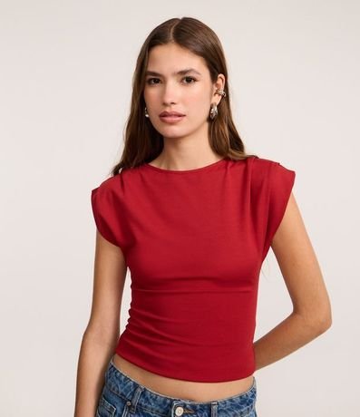 Blusa en Viscosa con Pliegues en los Hombros