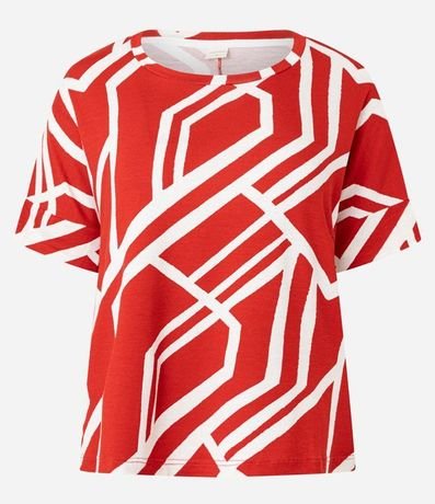 Blusa en Viscolycra con Cuello Redondo y Estampado Geométrico