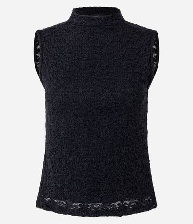 Blusa en Encaje con Cuello Alto y Punto Diferenciado 5